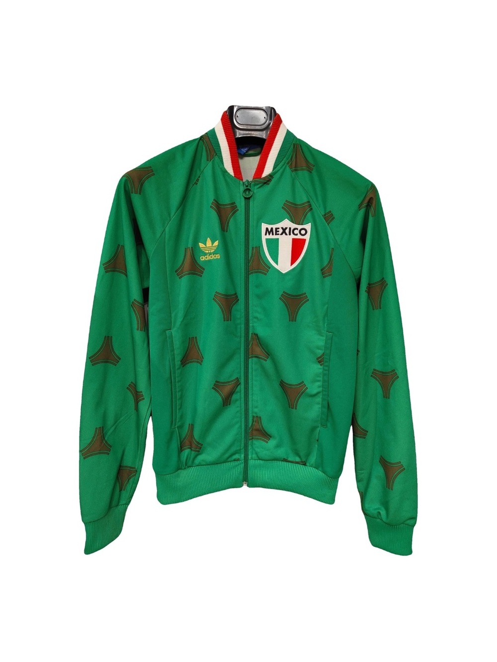 adidas Green Mexico Crest Track Jacket with Red-Trim Collar